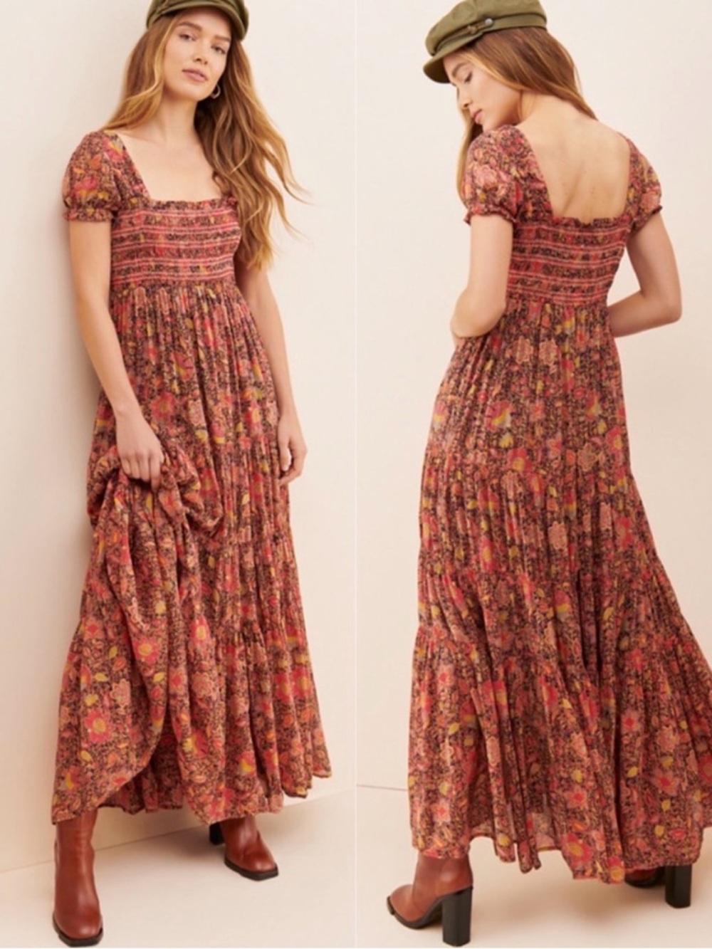 Free People Getaway boho short sleeve maxi dress